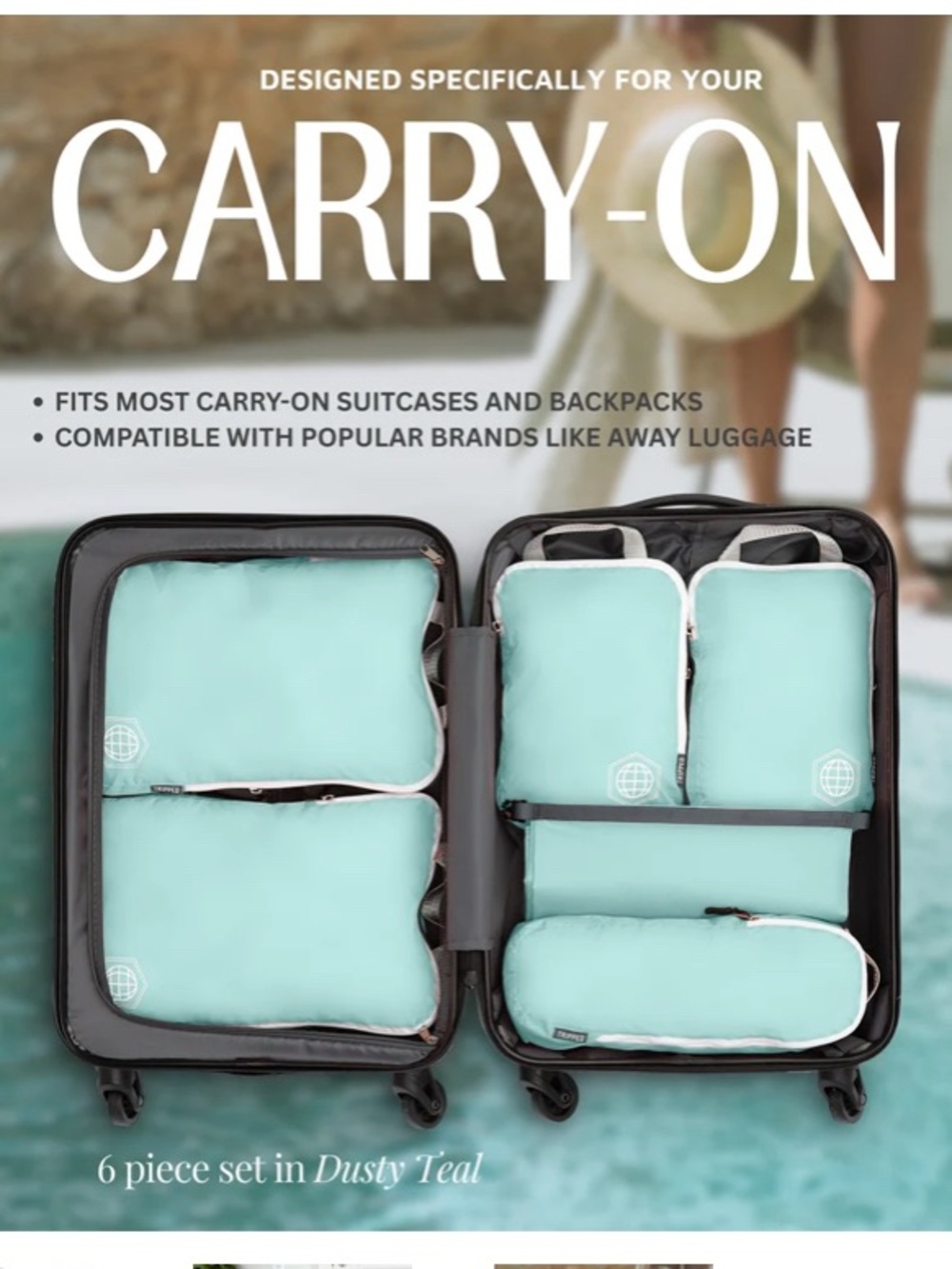 TRIPPED Travel Gear Carry-On Compression Packing Cube Set Blue - Picture 4 of 6